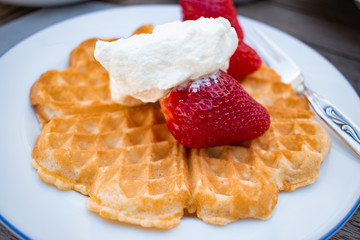 waffles with strawberries