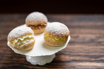 Sonho de Padaria, also known as  Berliner donut, filled with baker's cream. Brazilian bakery dream