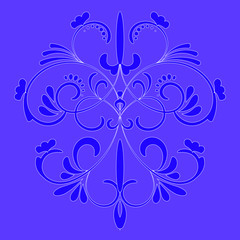 Decorative pattern with plant and flowers, workpiece for your design. Flowers elements and motifs. Decor for textile and print design. Vector.