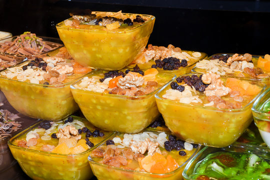 Zerde is a Turkish dessert, a sort of sweet pudding from rice that is colored yellow with saffron.