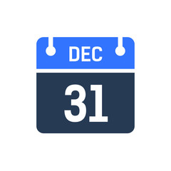 Calendar Date Icon - December 31 Vector Graphic