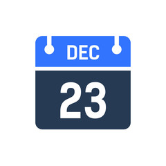Calendar Date Icon - December 23 Vector Graphic