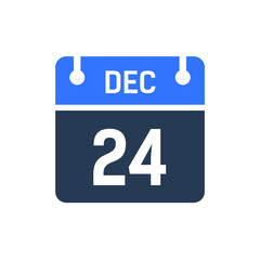 Calendar Date Icon - December 24 Vector Graphic