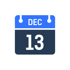 Calendar Date Icon - December 13 Vector Graphic