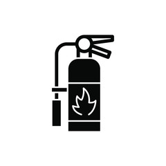 Fire extinguisher icon template in black flat design on white background, Fire extinguisher symbol vector sign isolated on white background illustration for graphic and web design