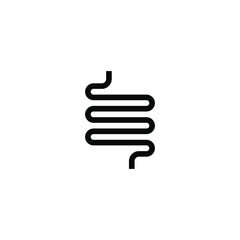Intestine icon template in line art style on white background, Gut constipation symbol vector sign isolated on white background illustration for graphic and web design