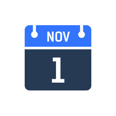 Calendar Date Icon - November 1 Vector Graphic