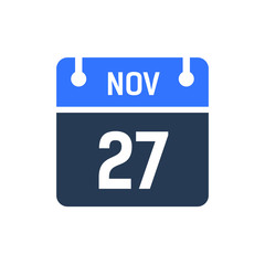 Calendar Date Icon - November 27 Vector Graphic