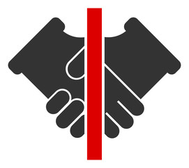 Vector no handshake flat icon. Vector pictogram style is a flat symbol no handshake icon on a white background.