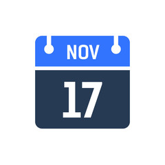 Calendar Date Icon - November 17 Vector Graphic