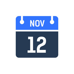 Calendar Date Icon - November 12 Vector Graphic