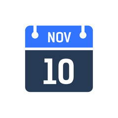 Calendar Date Icon - November 10 Vector Graphic