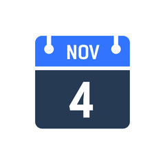 Calendar Date Icon - November 4 Vector Graphic