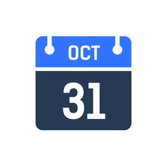 Calendar Date Icon - October 31 Vector Graphic