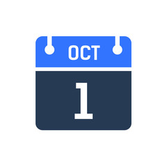 Calendar Date Icon - October 1 Vector Graphic