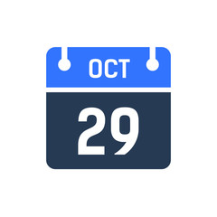 Calendar Date Icon - October 29 Vector Graphic