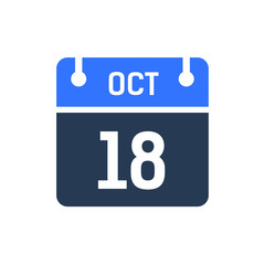 Calendar Date Icon - October 18 Vector Graphic