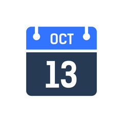 Calendar Date Icon - October 13 Vector Graphic