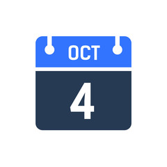 Calendar Date Icon - October 4 Vector Graphic