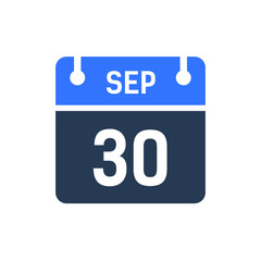 Calendar Date Icon - September 30 Vector Graphic
