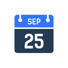 Calendar Date Icon - September 25 Vector Graphic