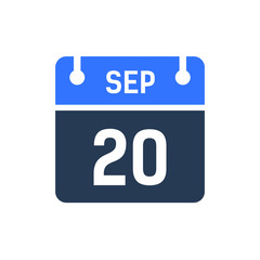 Calendar Date Icon - September 20 Vector Graphic