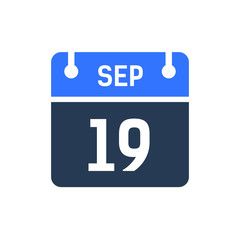 Calendar Date Icon - September 19 Vector Graphic