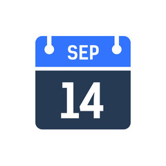 Calendar Date Icon - September 14 Vector Graphic