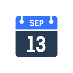 Calendar Date Icon - September 13 Vector Graphic