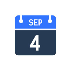Fototapeta premium Calendar Date Icon - September 4 Vector Graphic
