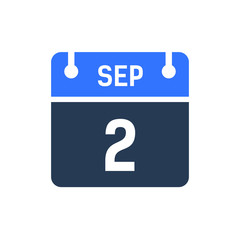 Calendar Date Icon - September 2 Vector Graphic
