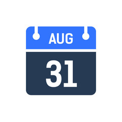 Calendar Date Icon - August 31 Vector Graphic