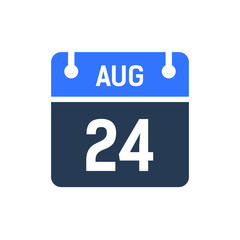 Calendar Date Icon - August 24 Vector Graphic