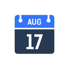 Calendar Date Icon - August 17 Vector Graphic