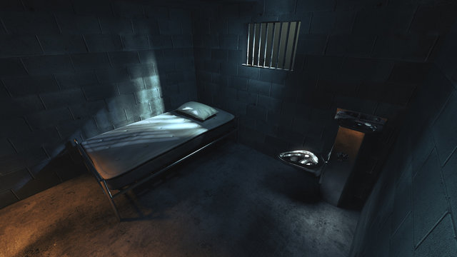 3D rendering of a dark cell at night