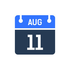 Calendar Date Icon - August 11 Vector Graphic