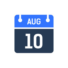 Calendar Date Icon - August 10 Vector Graphic