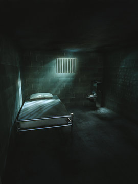 3D rendering of a dark cell at night