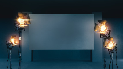 studio lights on a grey background - 347293745