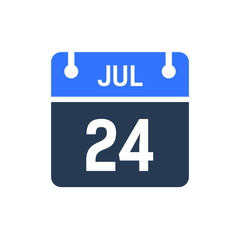 Calendar Date Icon - July 24 Vector Graphic