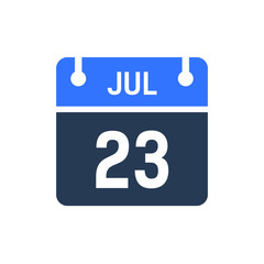 Calendar Date Icon - July 23 Vector Graphic