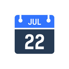 Calendar Date Icon - July 22 Vector Graphic
