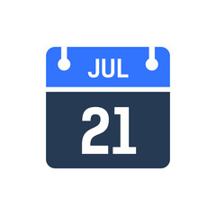Calendar Date Icon - July 21 Vector Graphic