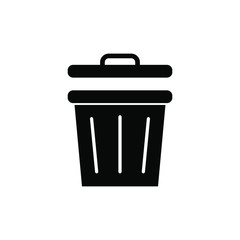 trash can icon vector in black flat design on white background