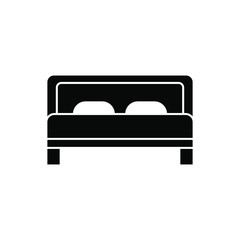 bed icon vector in black flat design on white background