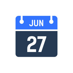 Calendar Date Icon - June 27 Vector Graphic