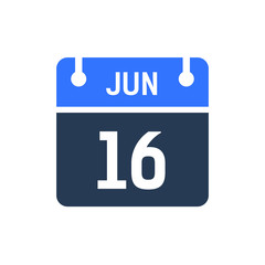 Calendar Date Icon - June 16 Vector Graphic