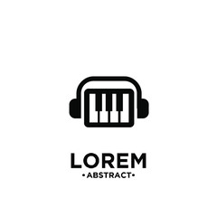 Piano headphone black logo icon design