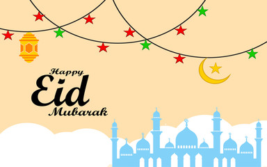 mubarak Eid greeting card with a bright color background. greeting cards Happy Eid al-Fitr