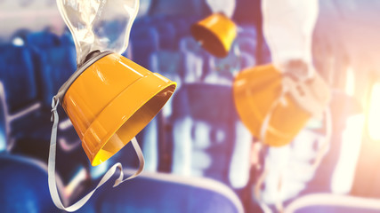 oxygen masks inside an airplane